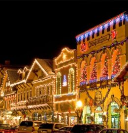 Leavenworth all lite up with Christmas Lights