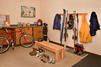 Guest activity storage room for storing gear such as bicyles skis snowboards